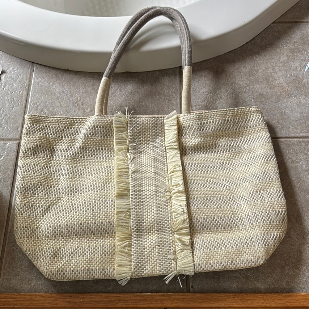 Elegant Cream Woven Tote Bag